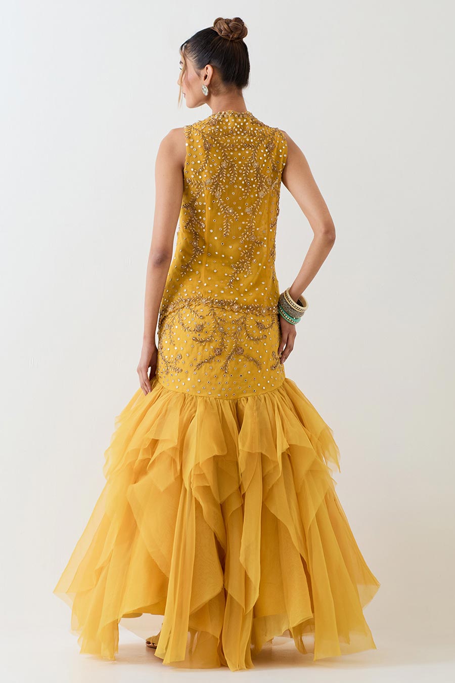 Yellow Hand Embellished 3-Piece Co-Ord Set