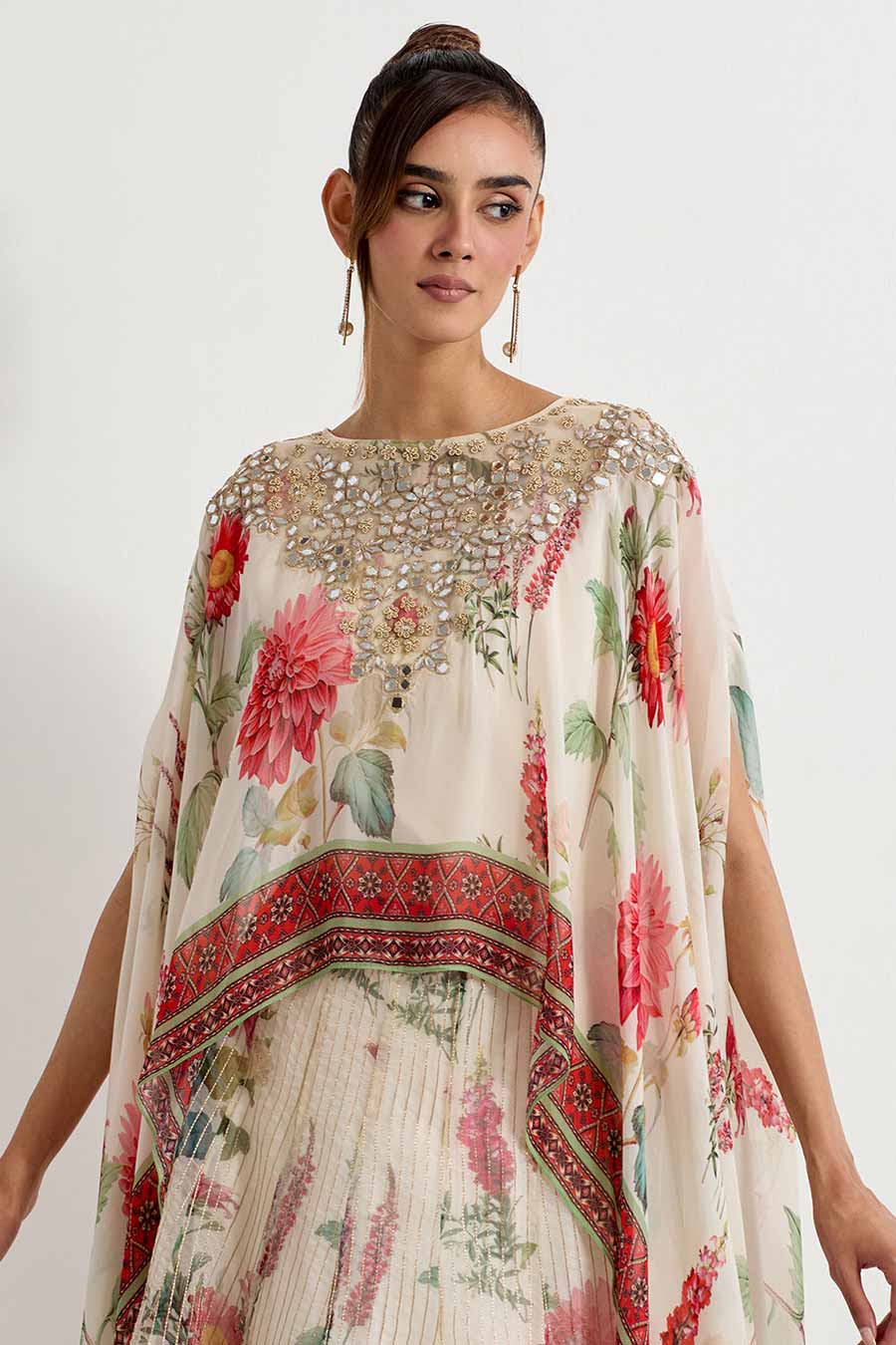 Daisy Embroidered Cape & Lehenga Skirt Set