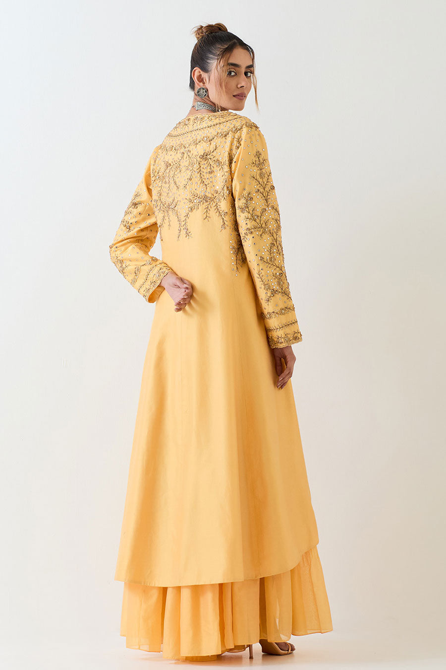 Yellow Embellished 3-Piece Sharara Co-Ord Set