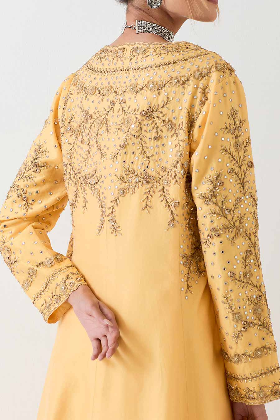 Yellow Embellished 3-Piece Sharara Co-Ord Set