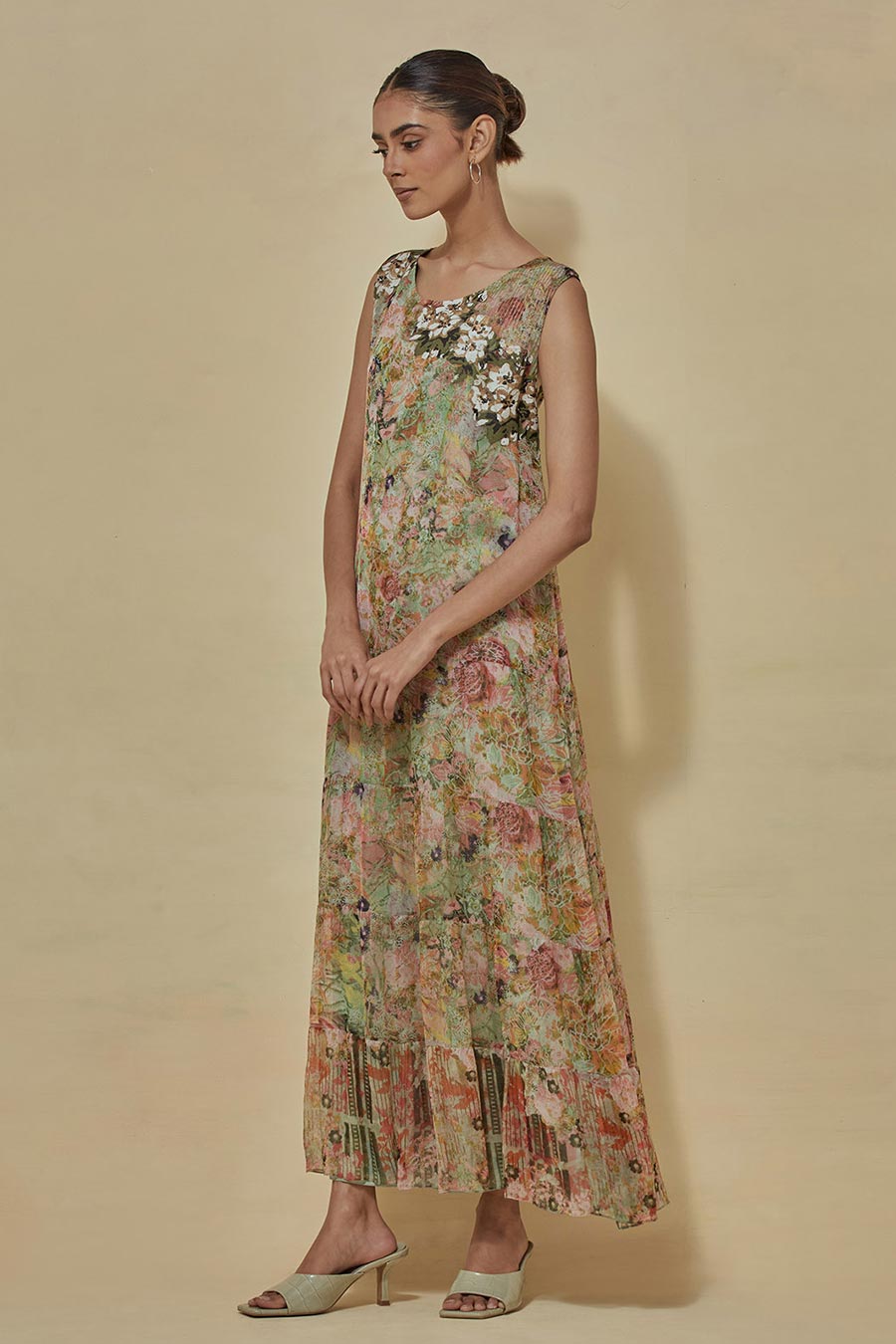Multicolour Printed Chiffon Dress