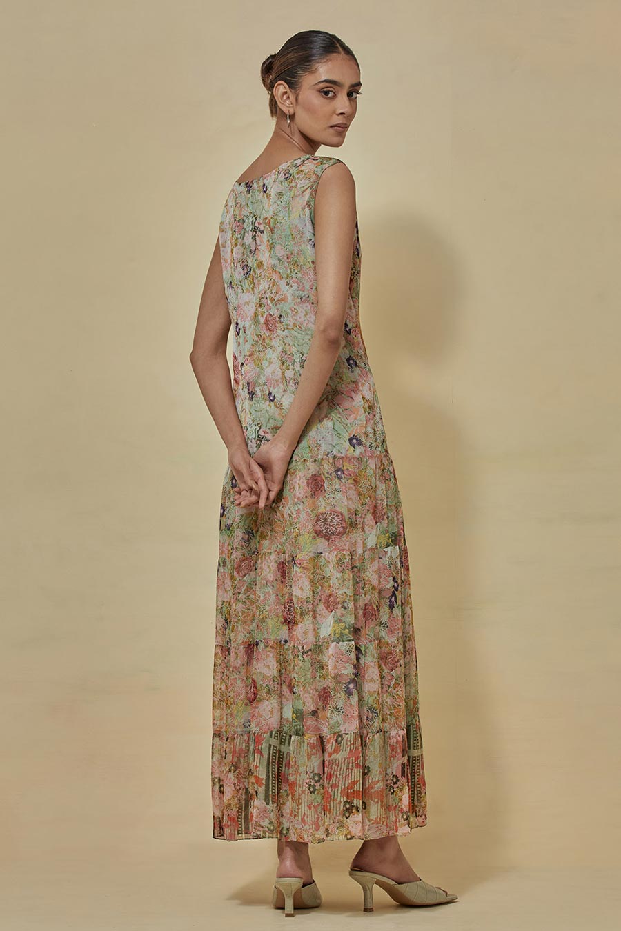 Multicolour Printed Chiffon Dress