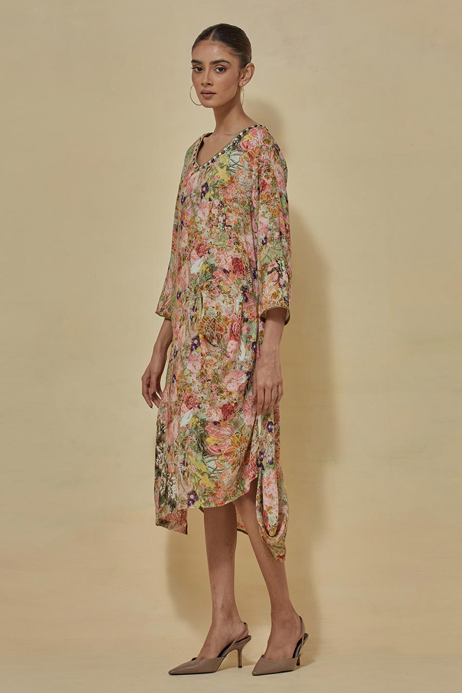 Multicolour Printed Drape Dress