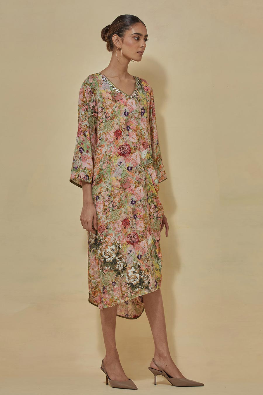 Multicolour Printed Drape Dress