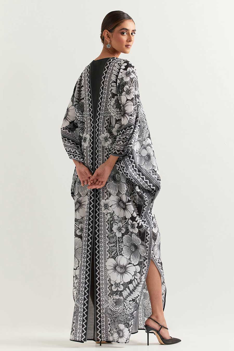 Black & White Printed Kaftan Dress