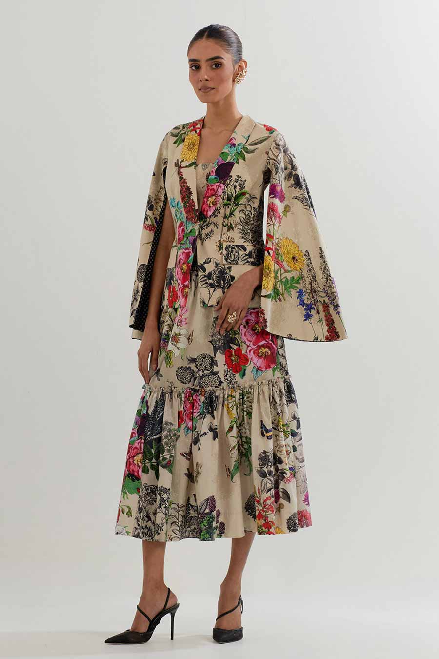 Botanical Printed Jacket & Skirt Co-Ord Set