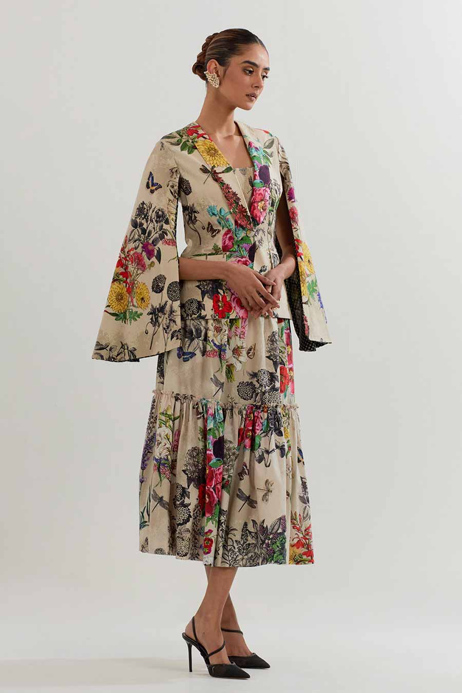 Botanical Printed Jacket & Skirt Co-Ord Set