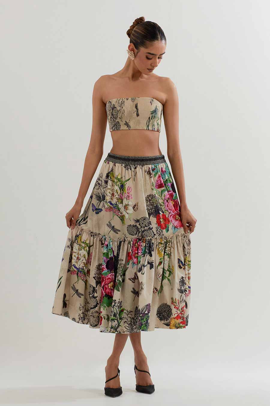 Botanical Printed Jacket & Skirt Co-Ord Set