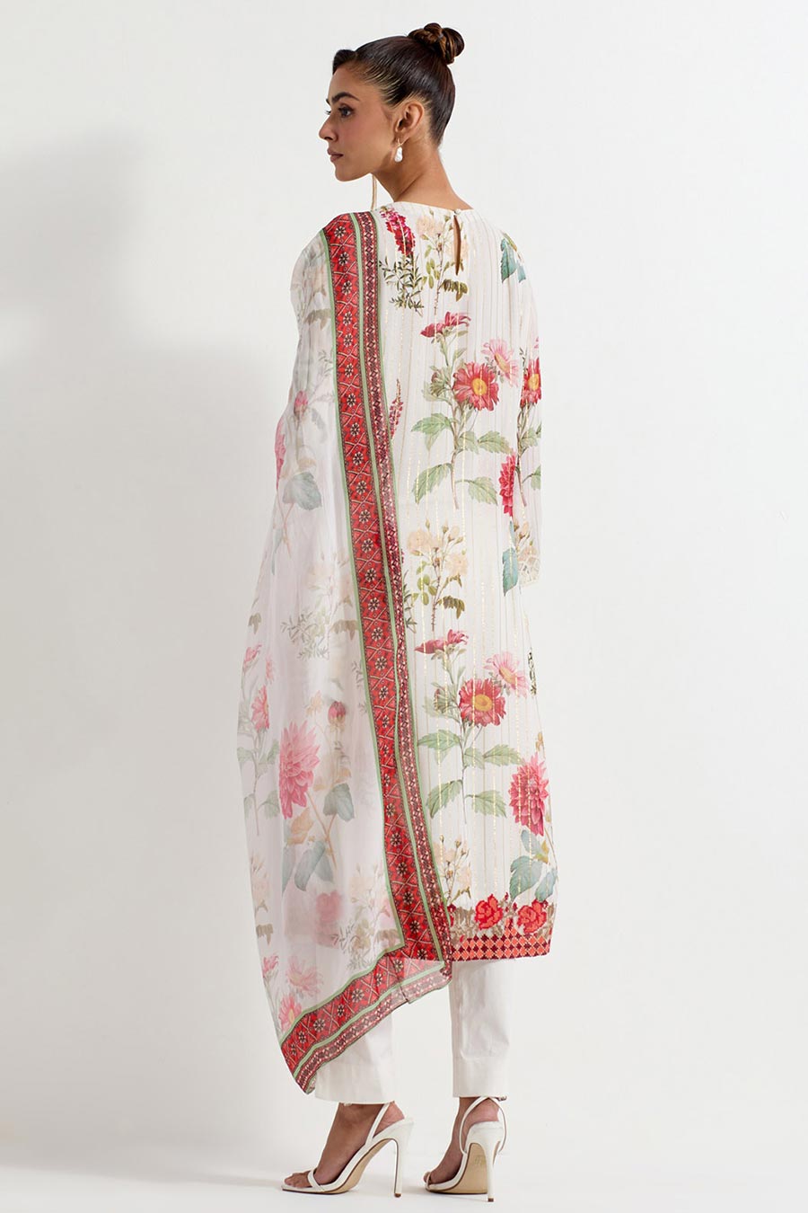 Daisy Printed Lurex Georgette Embroidered Kurta Set