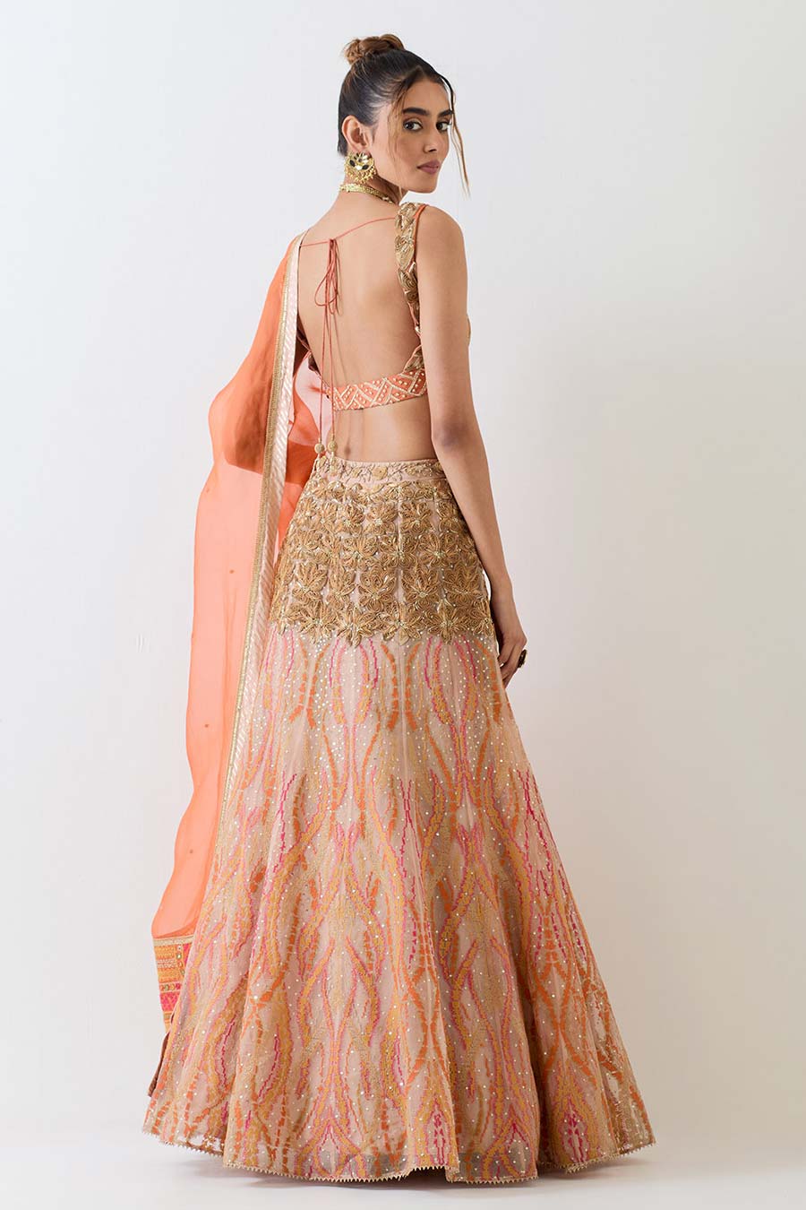 Rust Hand Embellished Gota Lehenga Set