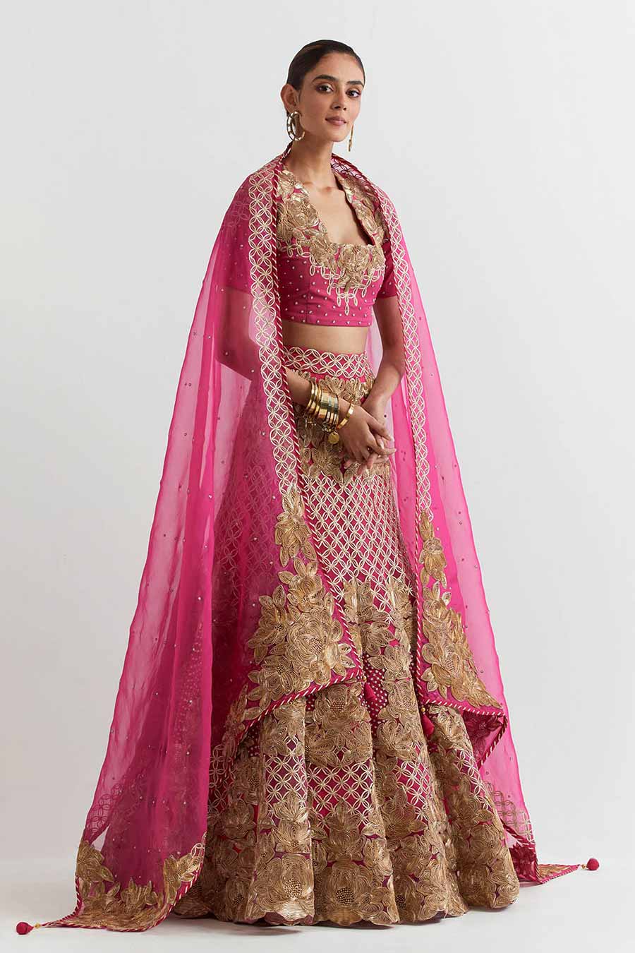 Rosa Fuchsia Embroidered Lehenga Set