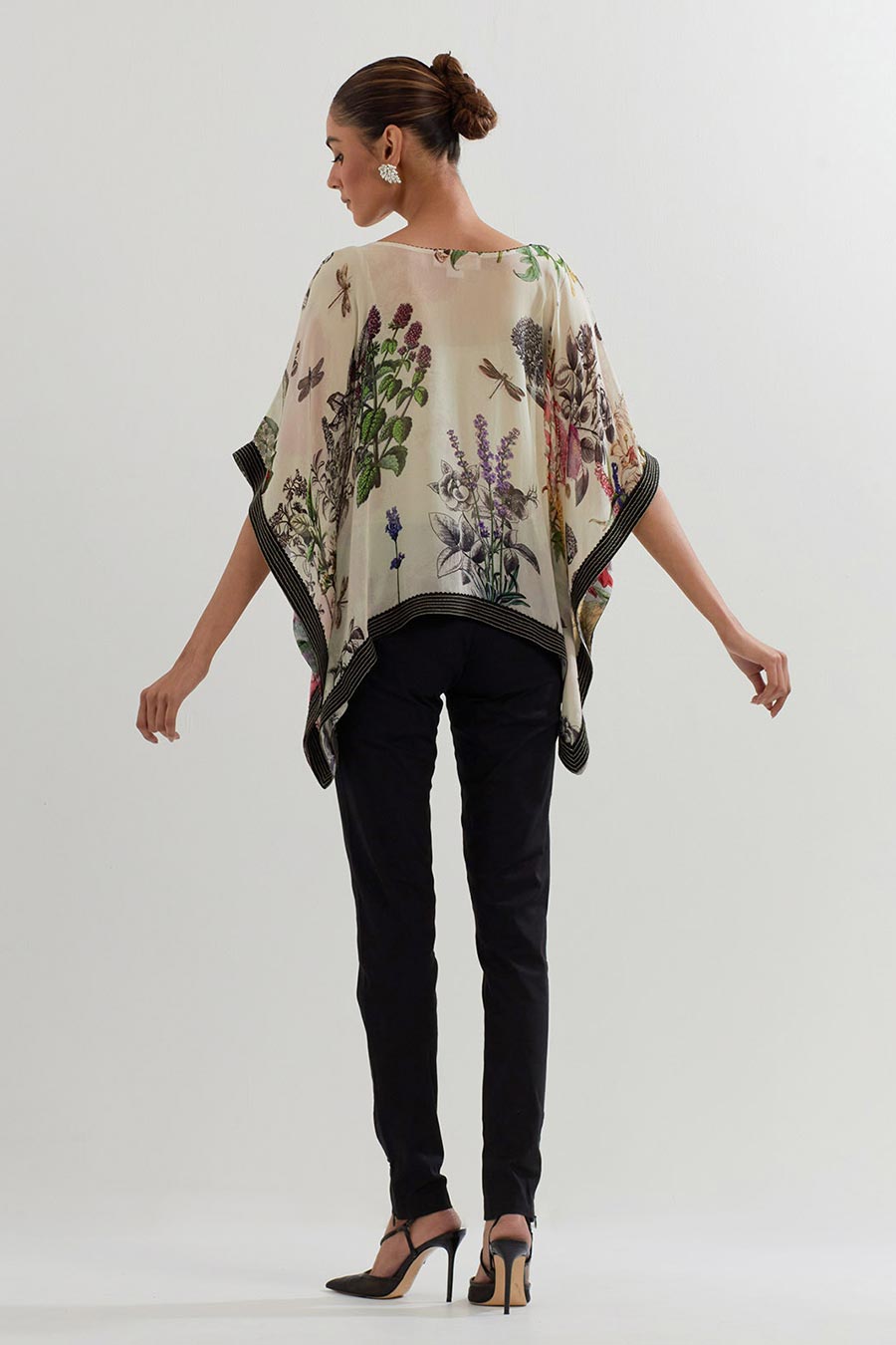 Botanical Printed Short Kaftan & Lycra Pants Co-Ord Set