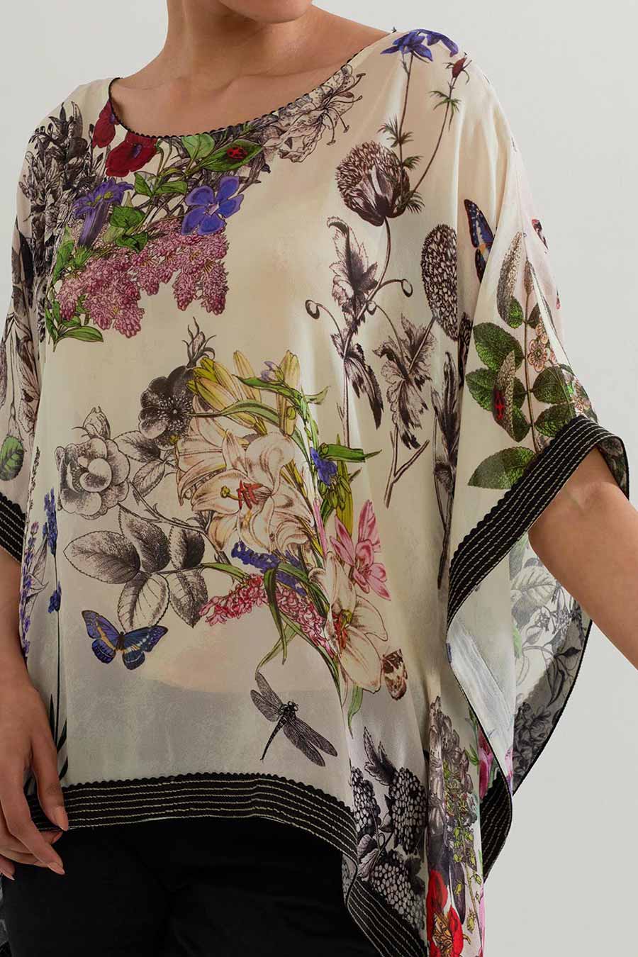 Botanical Printed Short Kaftan & Lycra Pants Co-Ord Set