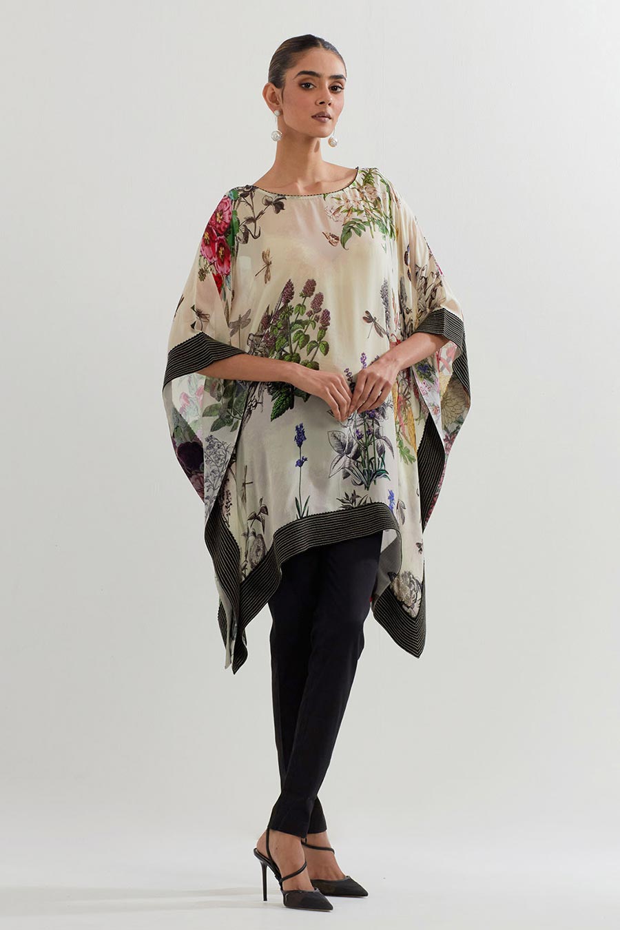 Botanical Printed Kaftan & Lycra Pants Co-Ord Set