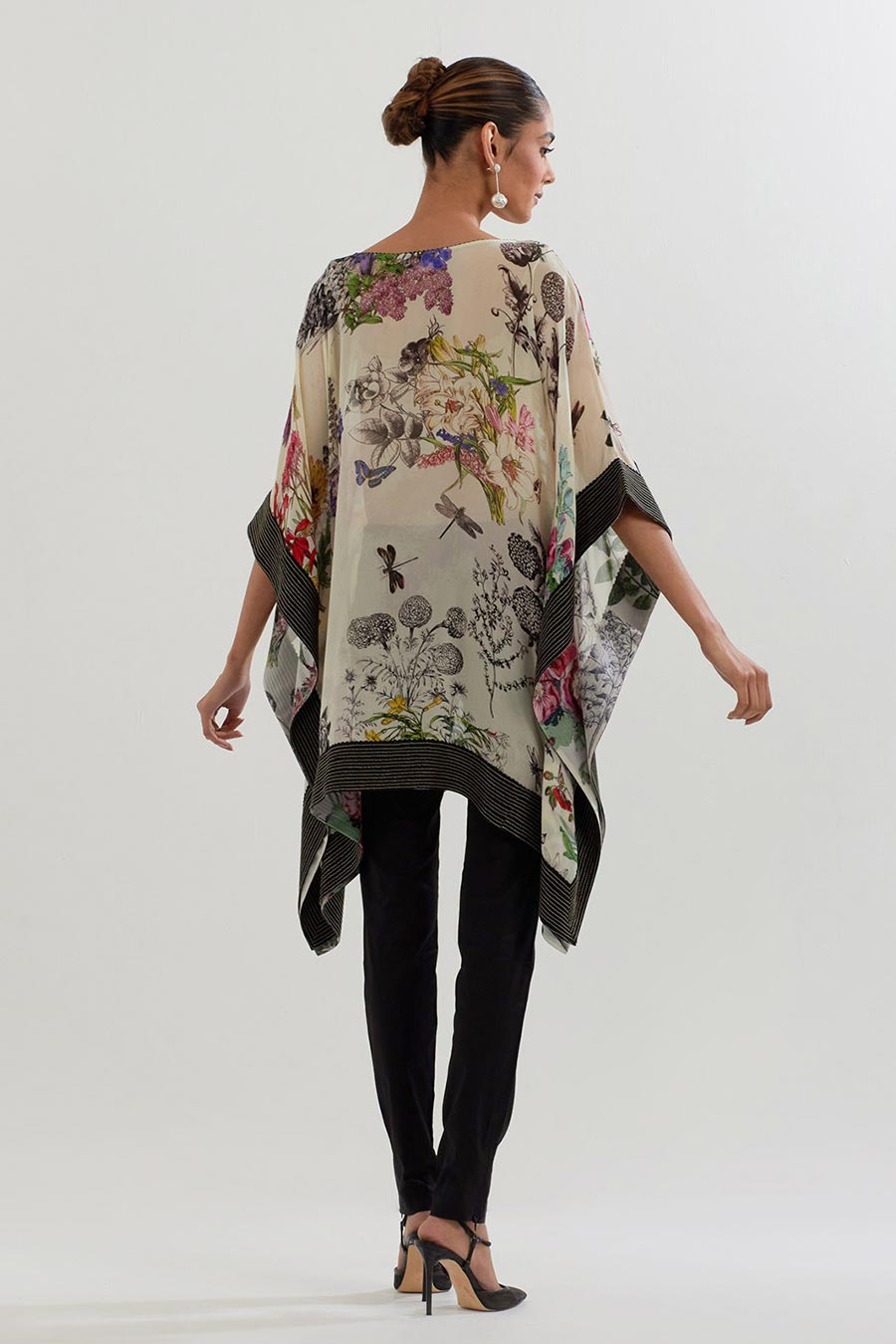 Botanical Printed Kaftan & Lycra Pants Co-Ord Set