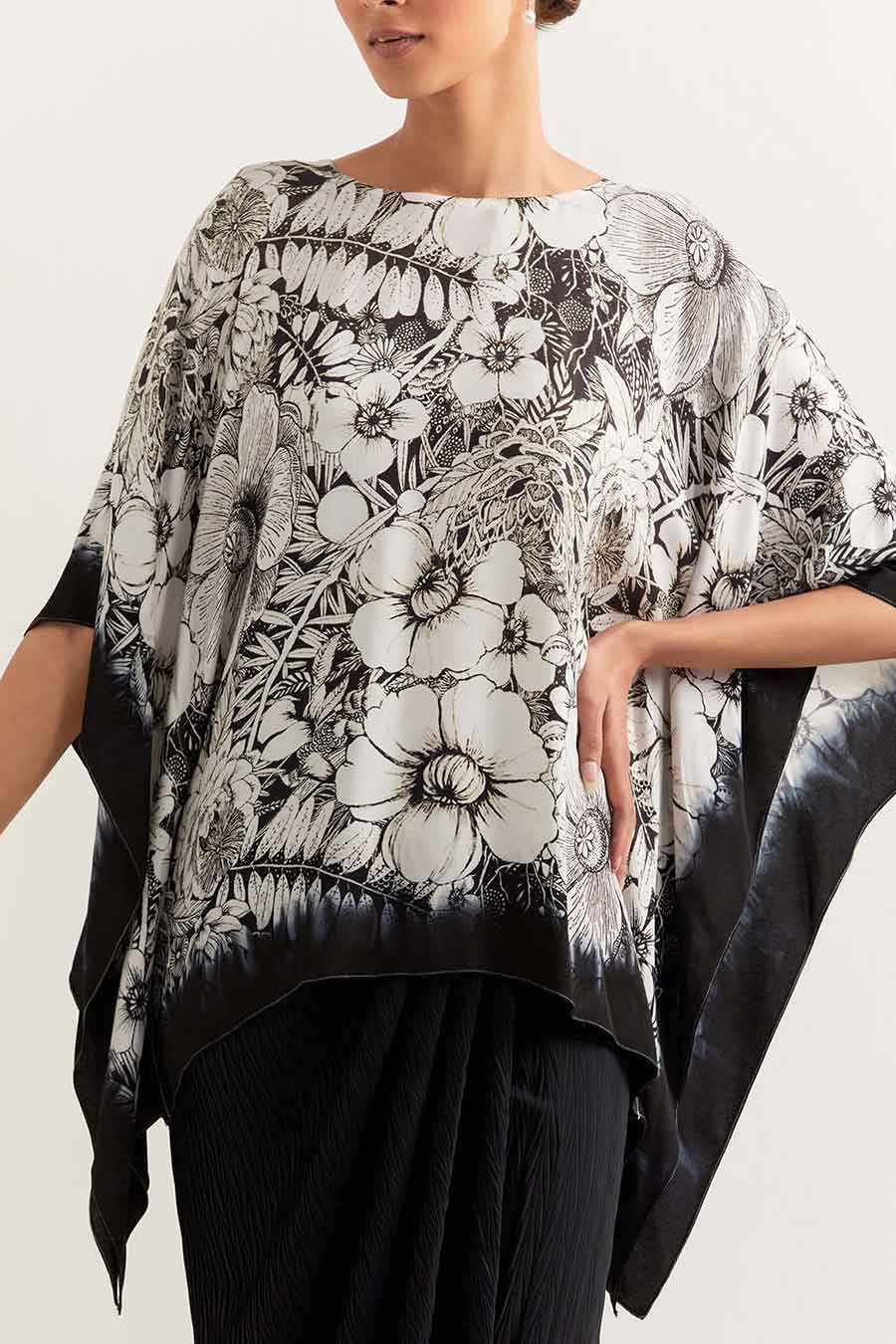 Black & White Printed Kaftan & Skirt Set