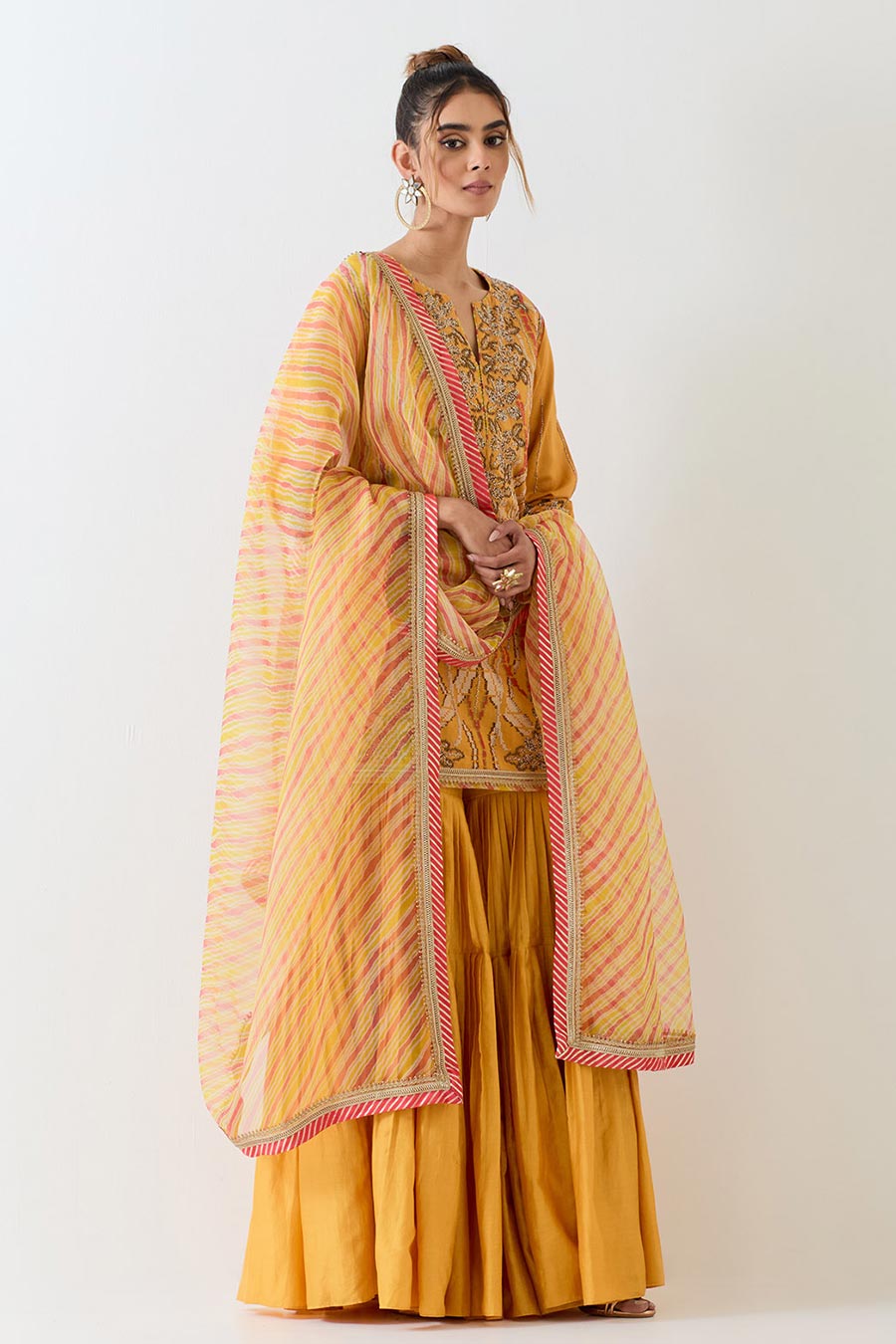 Mustard Yellow Hand Embroidered Sharara Set