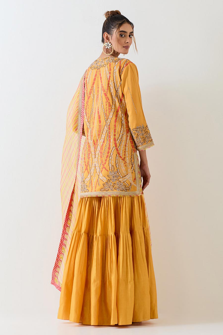 Mustard Yellow Hand Embroidered Sharara Set
