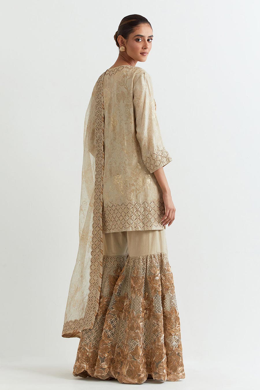 Rosa Gold Embroidered Gharara Set