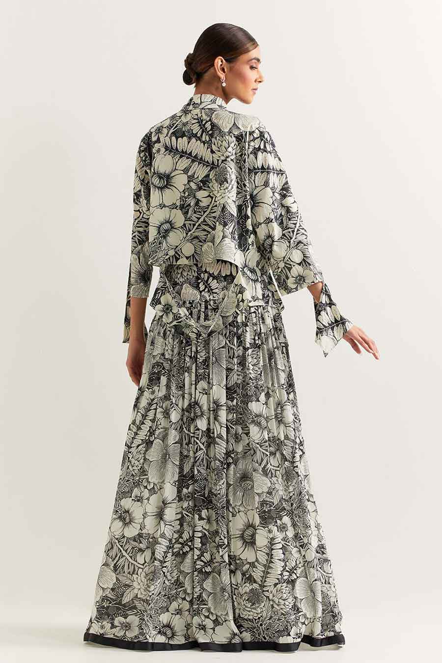 Black & White Printed Shirt & Skirt Co-Ord Set