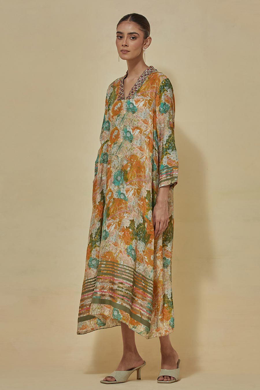 Multicolour Printed A-Line Dress