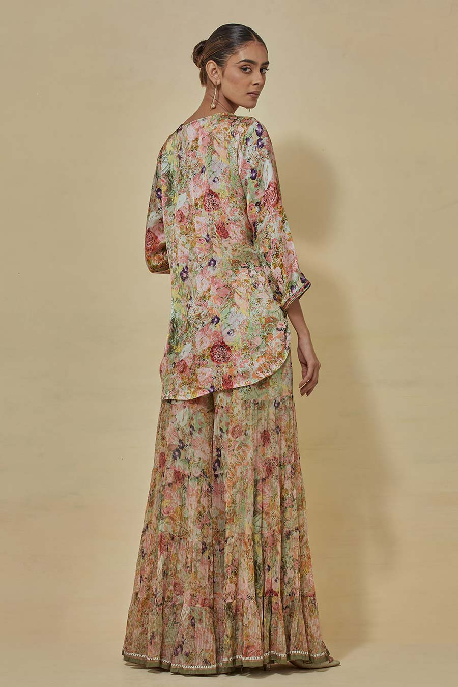 Printed Kurti Top With Printed Sharara