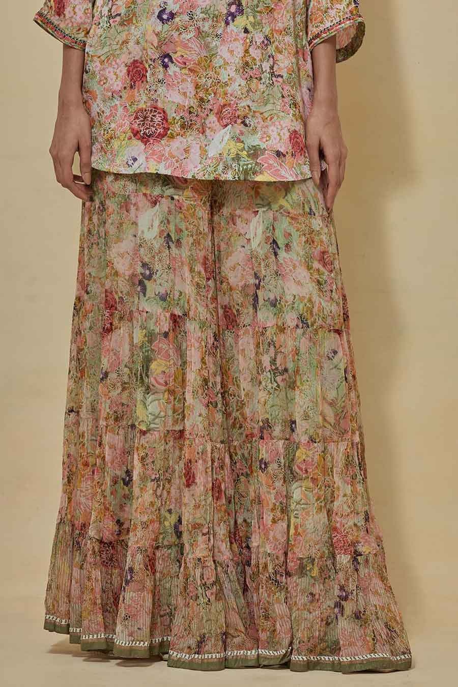 Printed Kurti Top With Printed Sharara