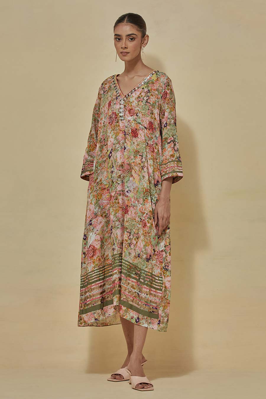Multicolour Printed A-Line Dress