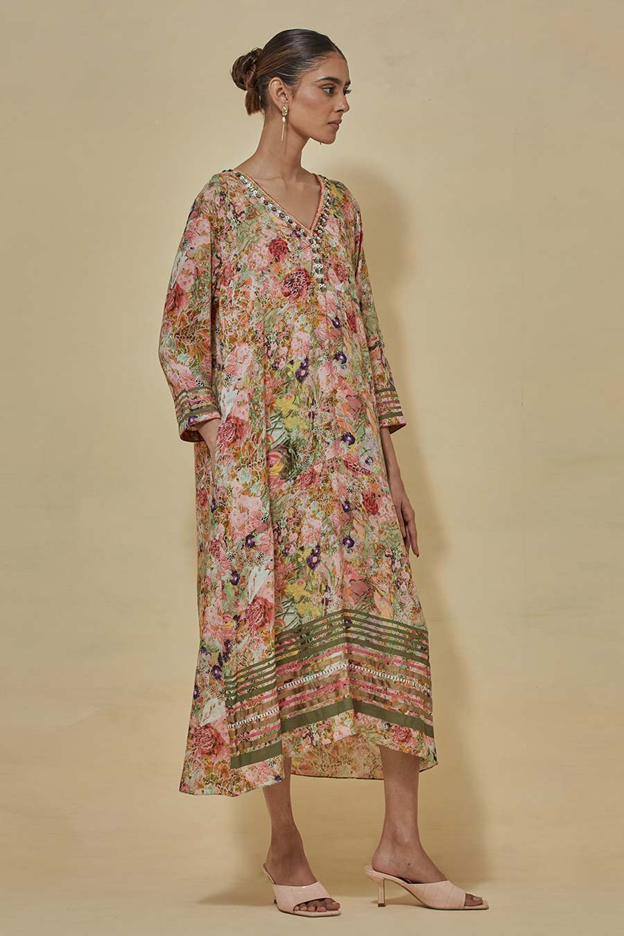 Multicolour Printed A-Line Dress