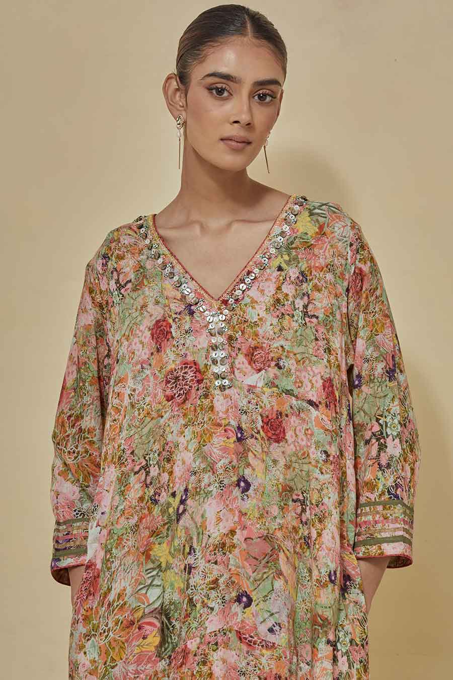 Multicolour Printed A-Line Dress