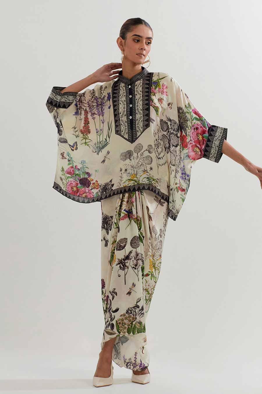 Botanical Printed Kaftan Top & Skirt Co-Ord Set
