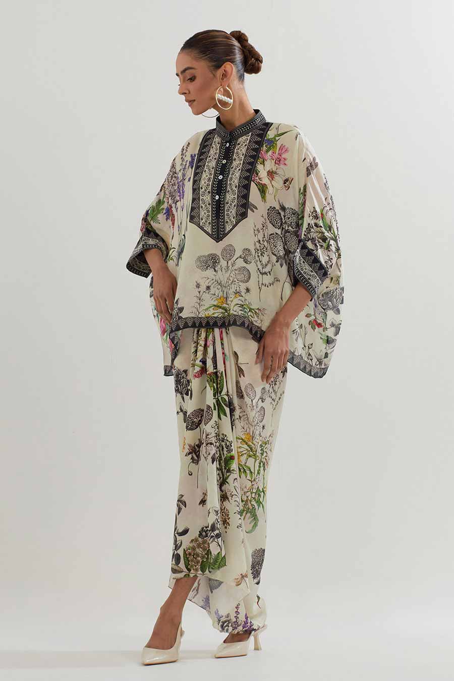 Botanical Printed Kaftan Top & Skirt Co-Ord Set