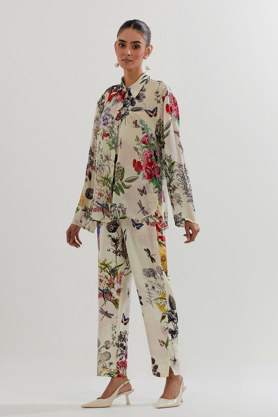 Botanical Printed Shirt & Pants Co-Ord Set