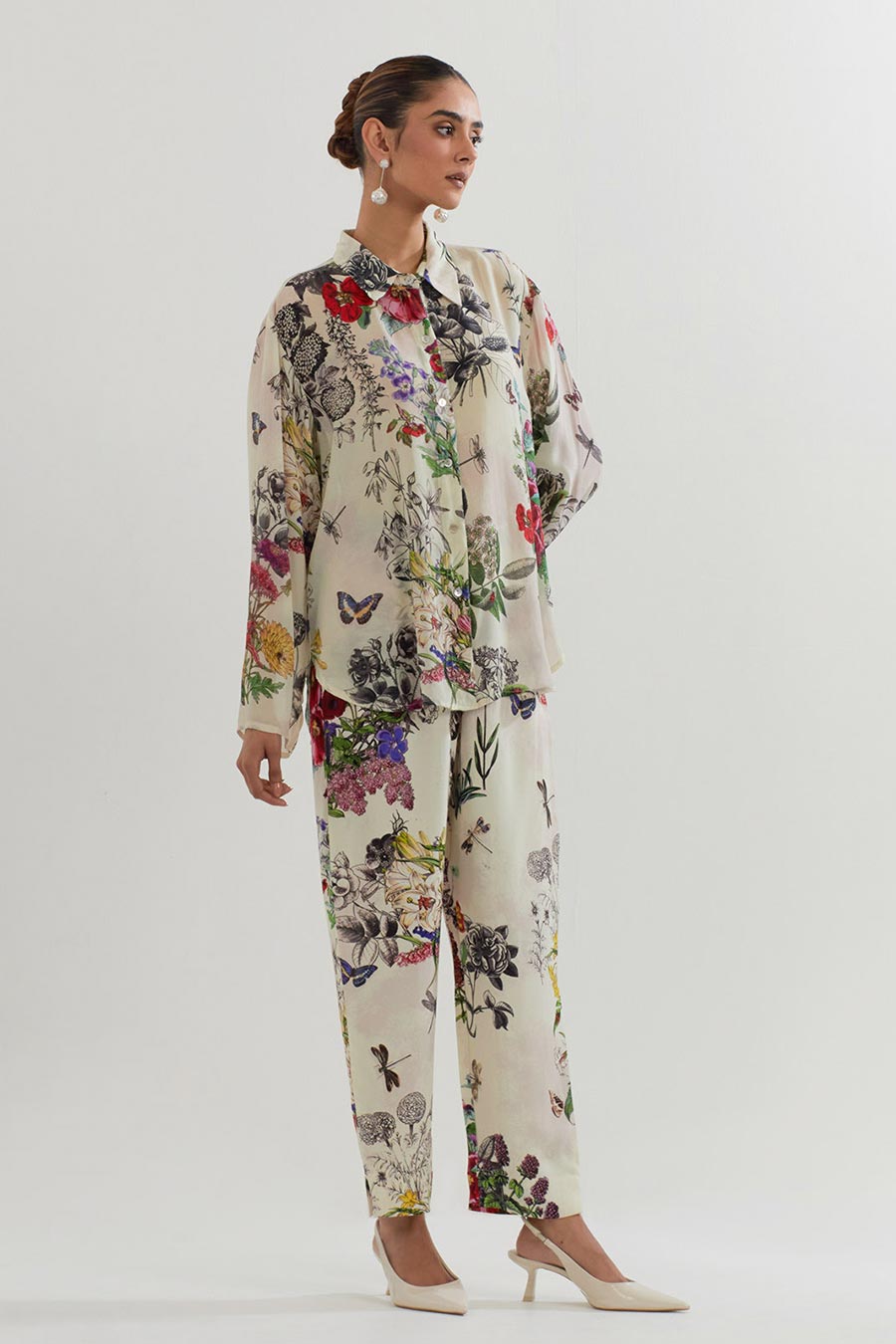 Botanical Printed Shirt & Pants Co-Ord Set