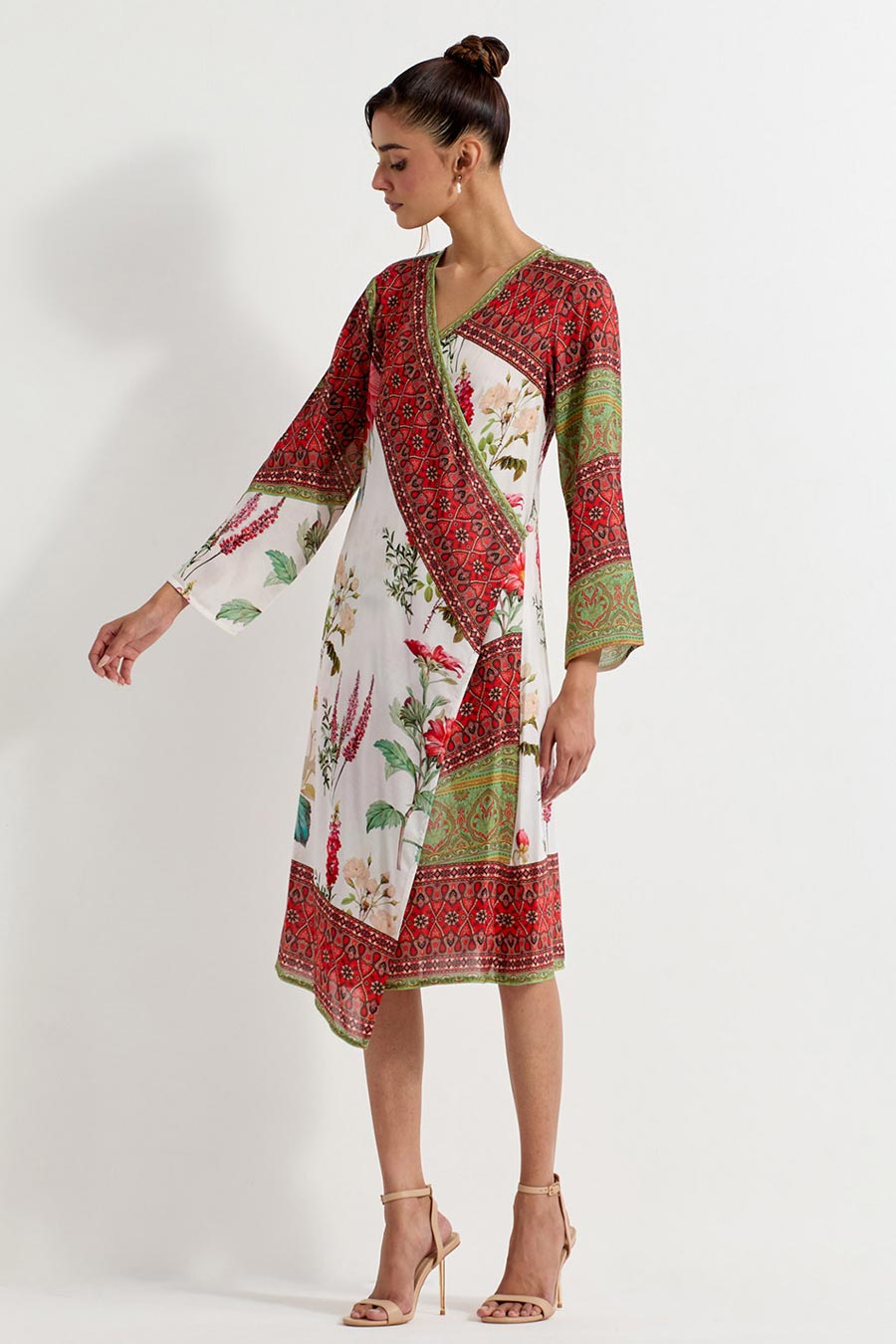 Daisy Printed Tie-Up Wrap Dress