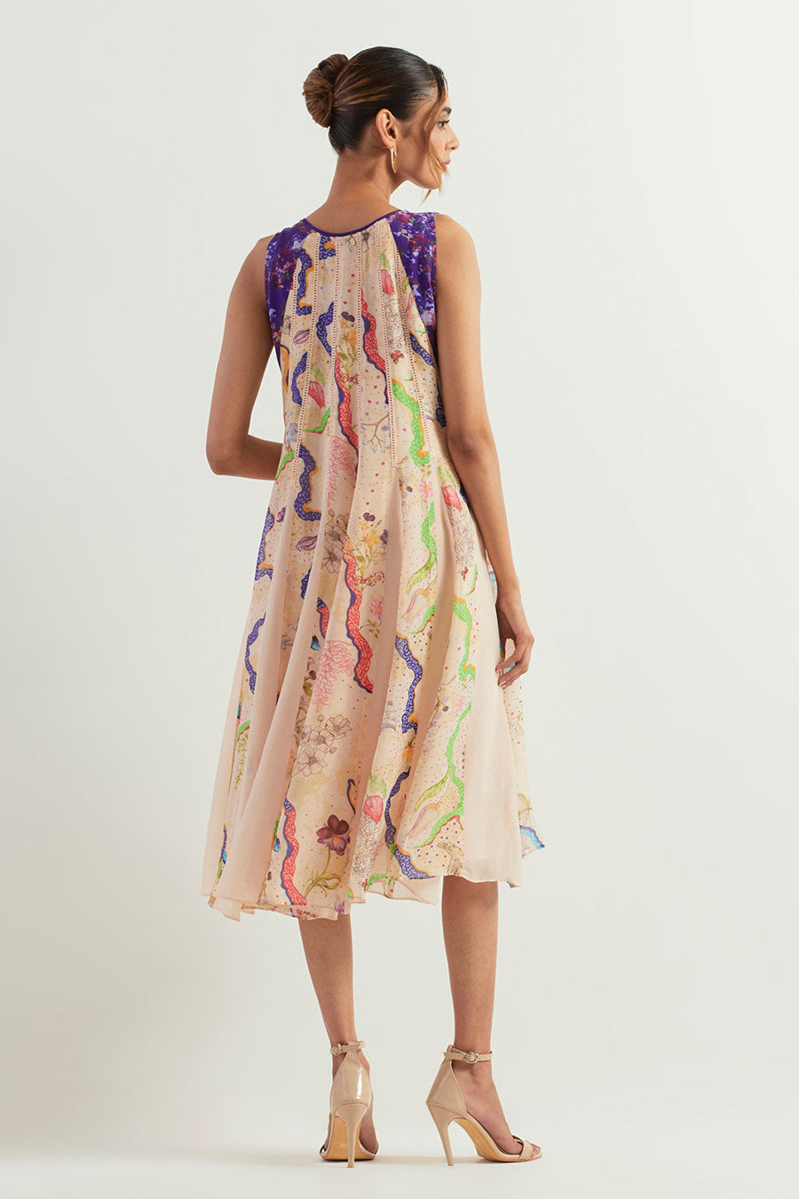 Eclectic Panel Printed Lace Midi Dress