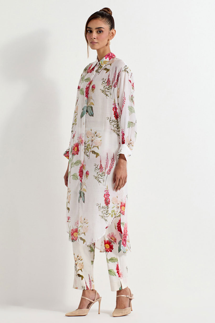 Daisy Printed Modal Silk Shirt & Pant Co-Ord Set