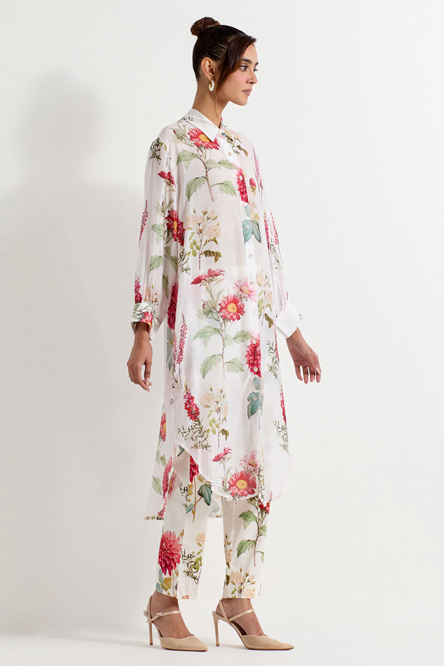 Daisy Printed Modal Silk Shirt & Pant Co-Ord Set