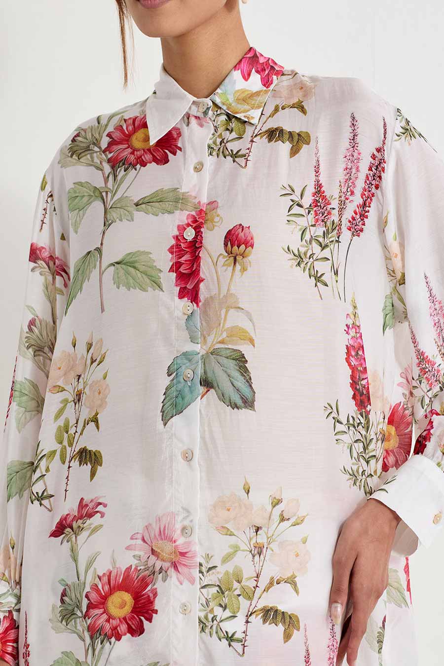 Daisy Printed Modal Silk Shirt & Pant Co-Ord Set