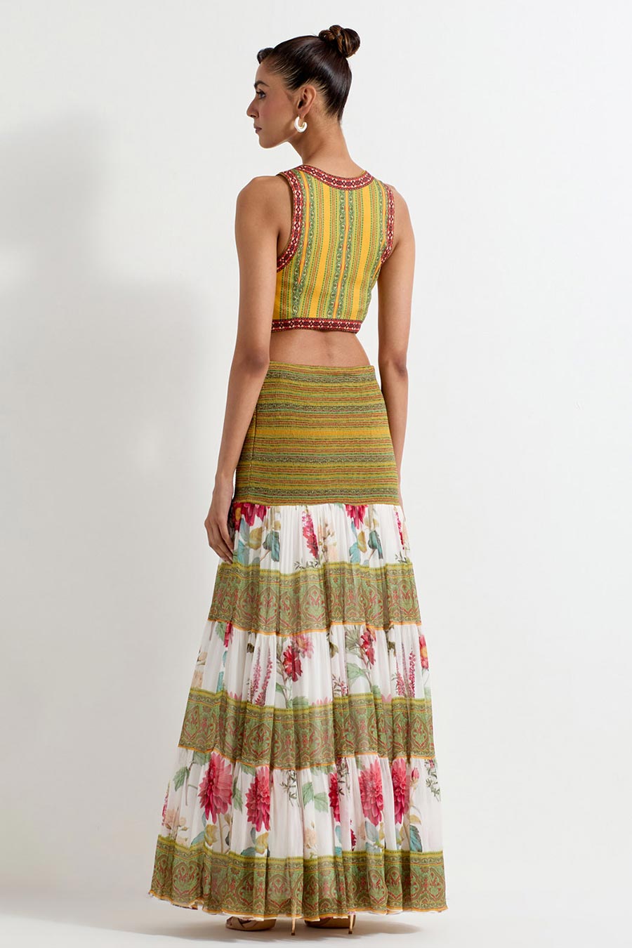 Daisy Multicolour Printed Waist Coat & Skirt Set