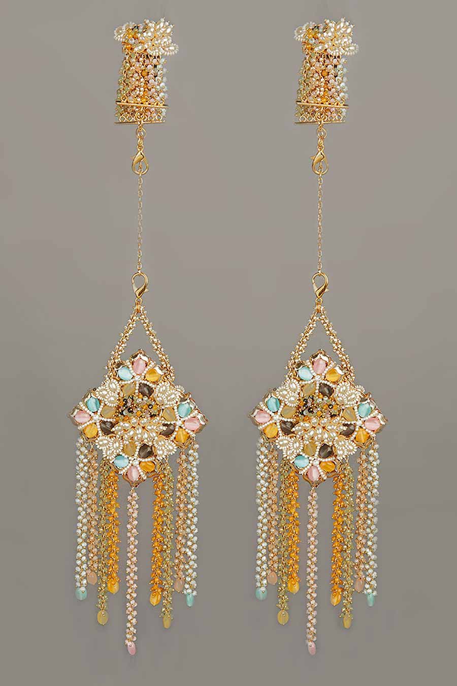 Gold Multi-coloured Stone Studded Kalira