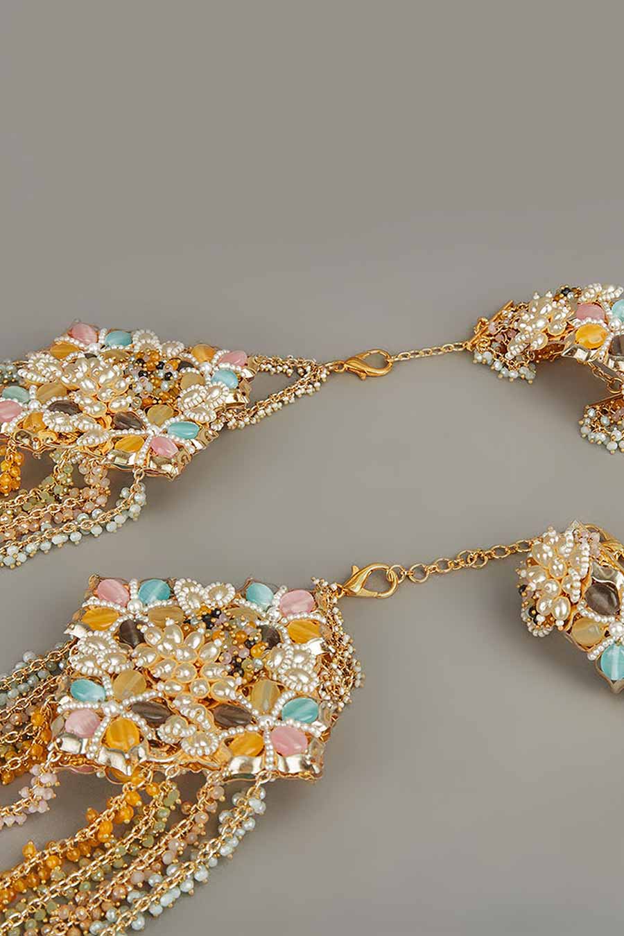 Gold Multi-coloured Stone Studded Kalira