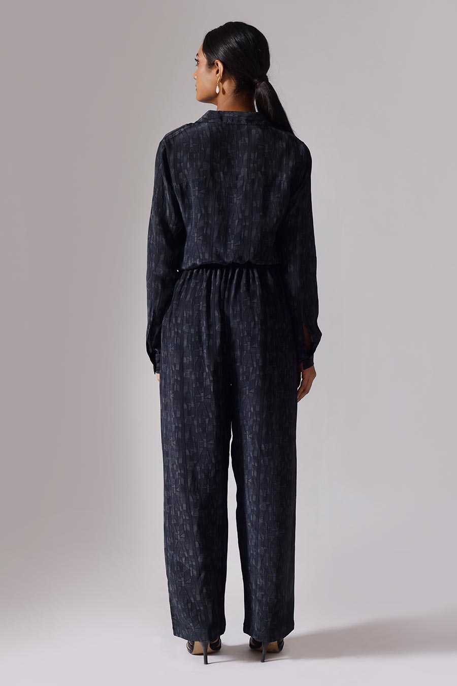 Black Printed Abstract Lines Co-Ord Set