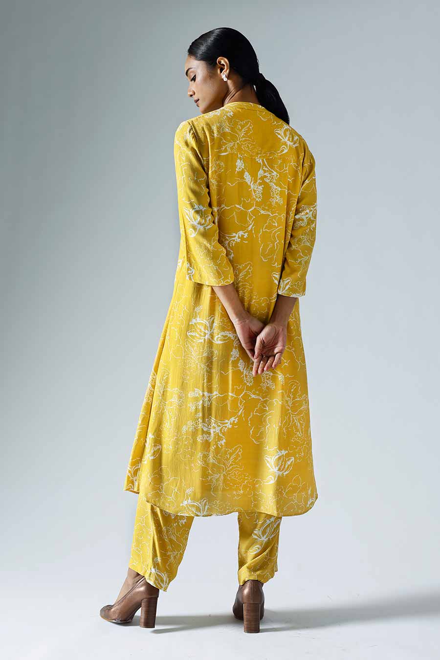 Yellow Printed Bloom Long Co-ord Set