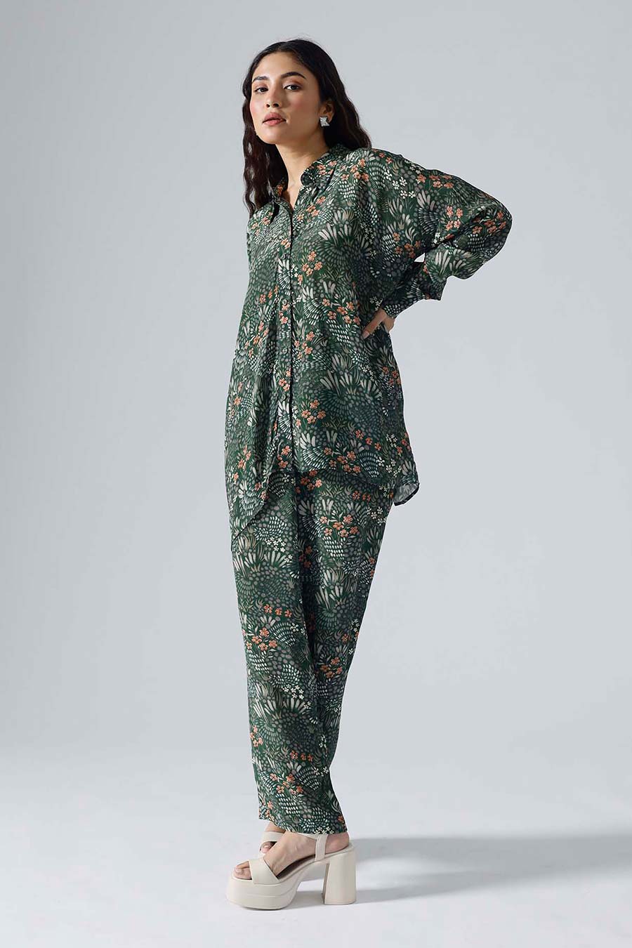 Green Printed Garden Oversized Co-ord Set