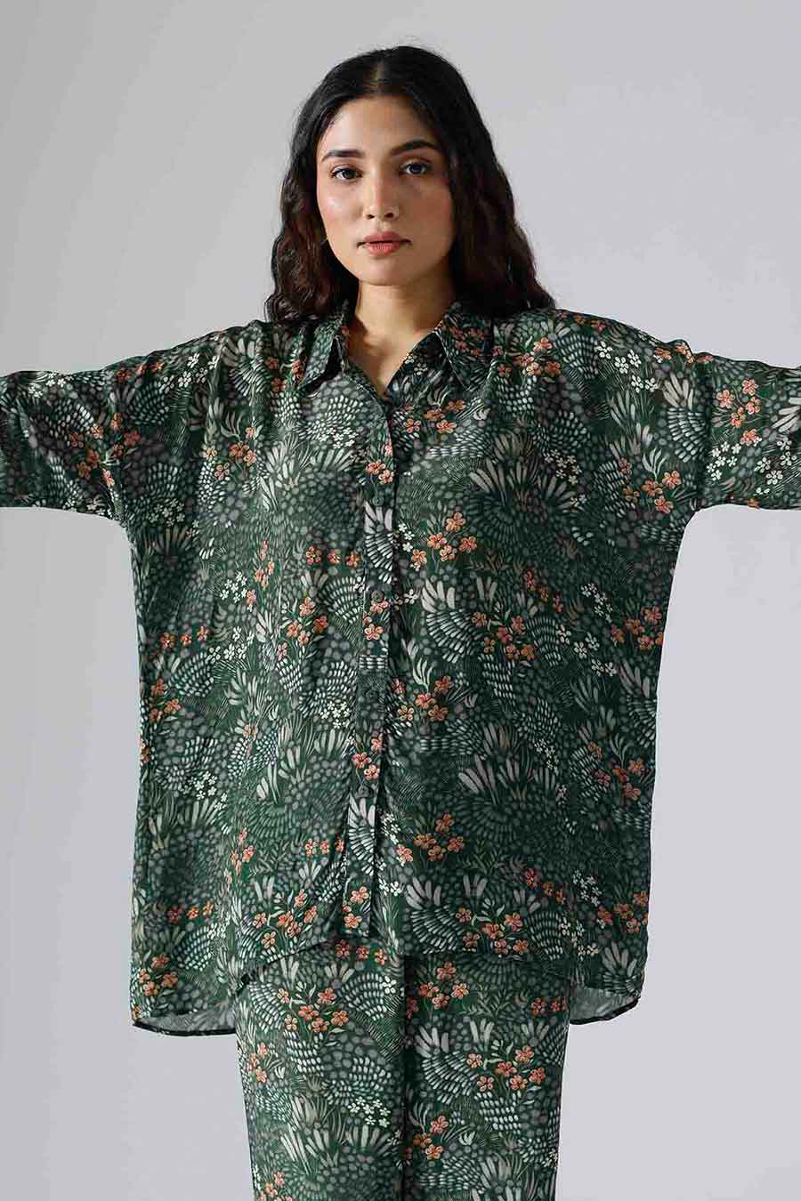 Green Printed Garden Oversized Co-ord Set