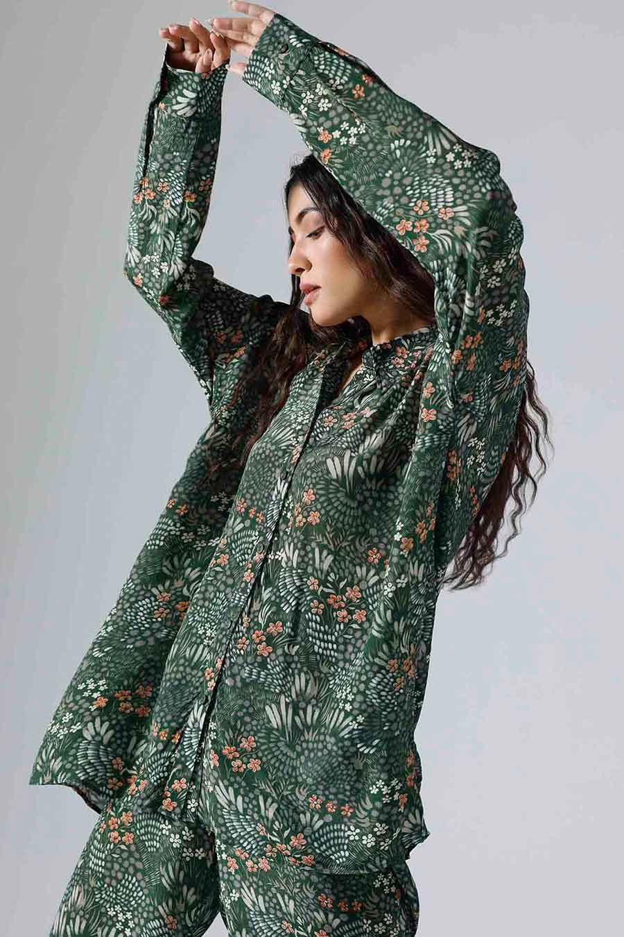 Green Printed Garden Oversized Co-ord Set