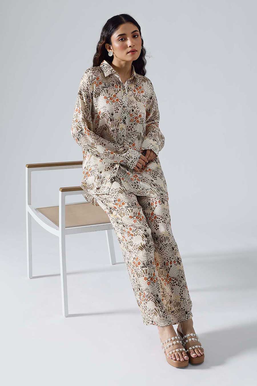 Ivory Printed Garden Oversized Co-ord Set