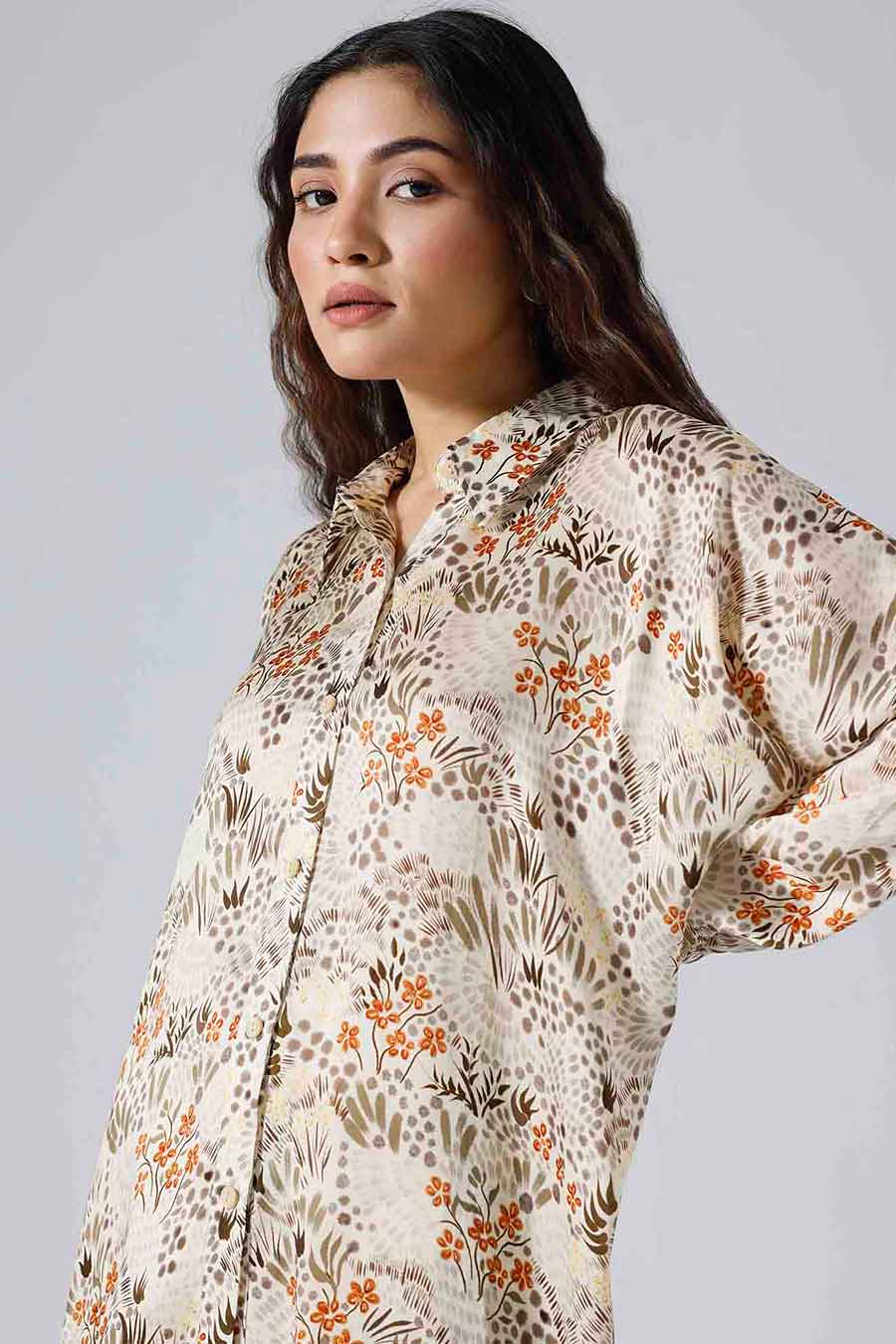 Ivory Printed Garden Oversized Co-ord Set