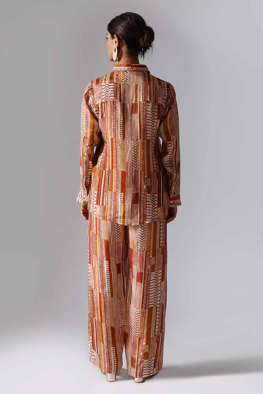 Brown Printed Geometry Co-Ord Set